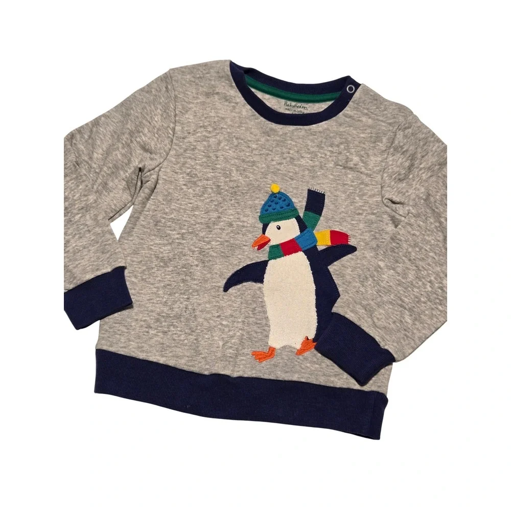 Baby‎ Boden Penguin Pajama Set Toddler Kids 3-4T Grey Long Sleeve Pants